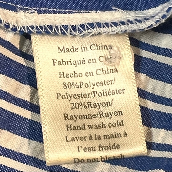 Porridge Tie-Front Shirt Dress Size Small Maxi Blue Stripped Button Front Pocket - Picture 14 of 17